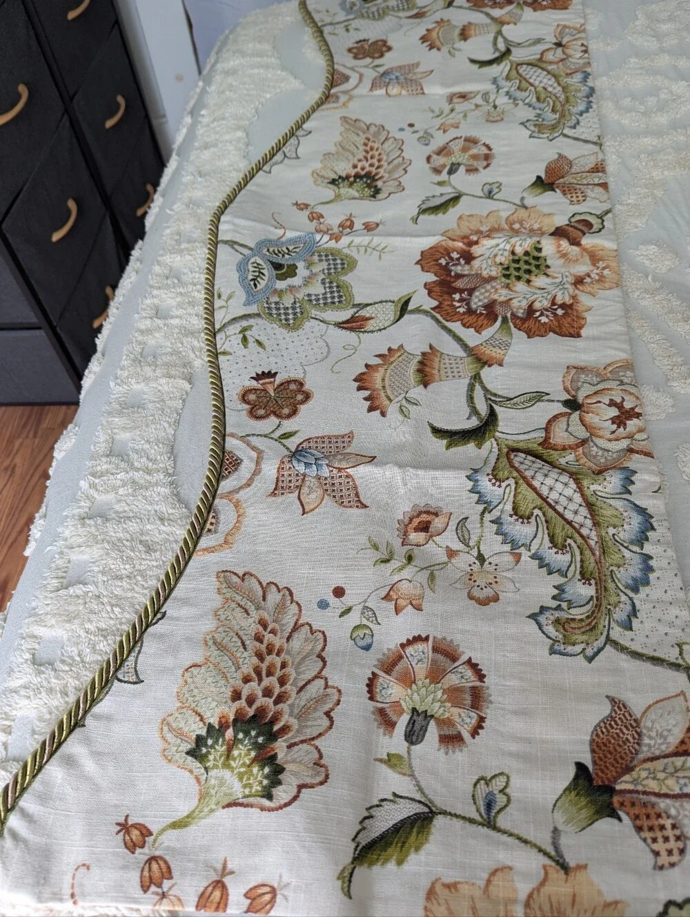 Vintage Garden Country Curtains Set Of Two Valances Jacobean Linen Blend Cottage